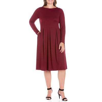 24seven Women's Plus Size Fit and Flare MIDI Dress