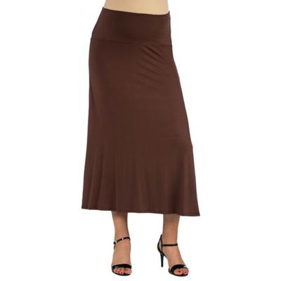 24Seven Comfort Apparel Women's Elastic Waist Maternity Maxi Skirt