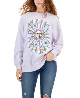 Rebellious One Juniors sweatshirt top.  Celestial Positivity Purple Heather XL