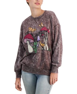 Self Esteem Juniors Mushroom-Print Sweats Brown Mineral Wash XL