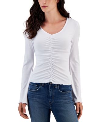 Just Polly Juniors Shirred-Front Ribbed- White XS