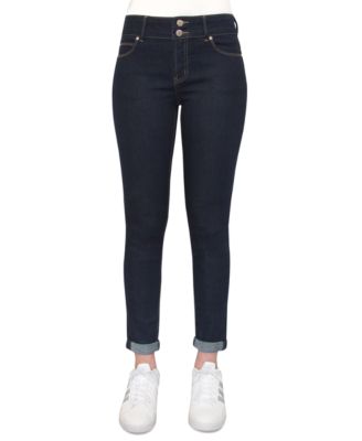 Almost Famous Juniors Mid-Rise Rolled-Cuff Dark Rinse 9