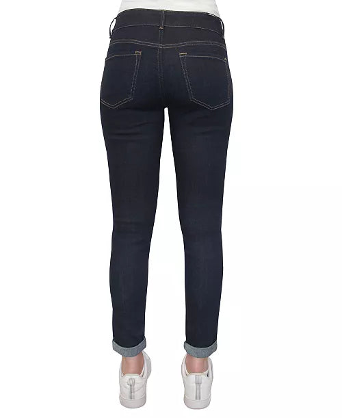 Almost Famous Juniors Mid-Rise Rolled-Cuff Dark Rinse 9