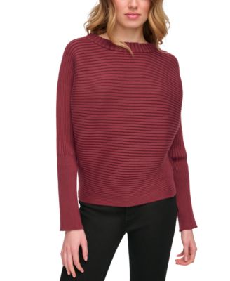 DKNY Jeans Femme Chemise à manches dolman côtelée en ottoman Cabernet S