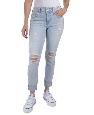 Indigo Rein Juniors Mid-Rise Destructed Skinny Jeans Med Blue/ 0