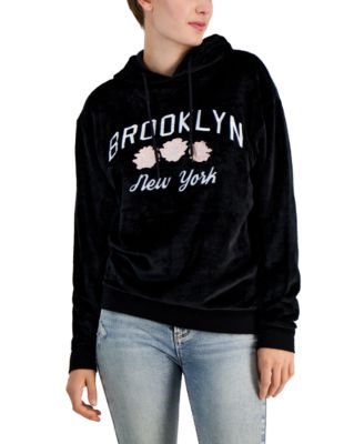 Love Tribe Juniors Embroidered Fleece Hoodie. Brooklyn New York. Black XL