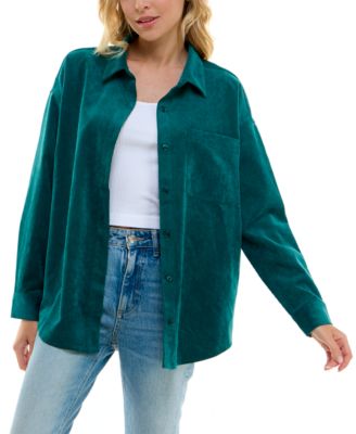 Ultra Flirt Juniors Corduroy Shacket Gardenia S