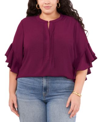 Vince Camuto Plus Size Ruffle Sleeve Henley