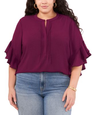 Pull Henley à manches volantées Vince Camuto grande taille