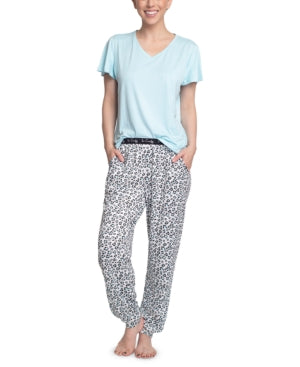 Hanes Flounce-Sleeve Top Jogger Pant set . Animal