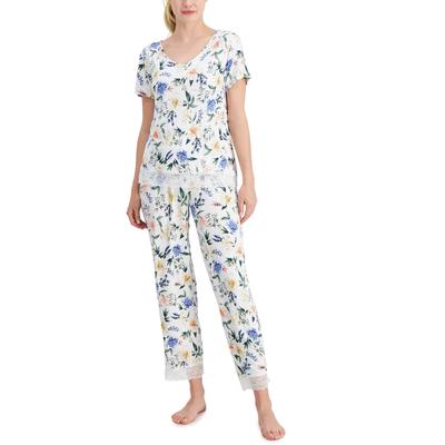 Charter Club Lace-Trim Printed Cropped Pajama Pants set