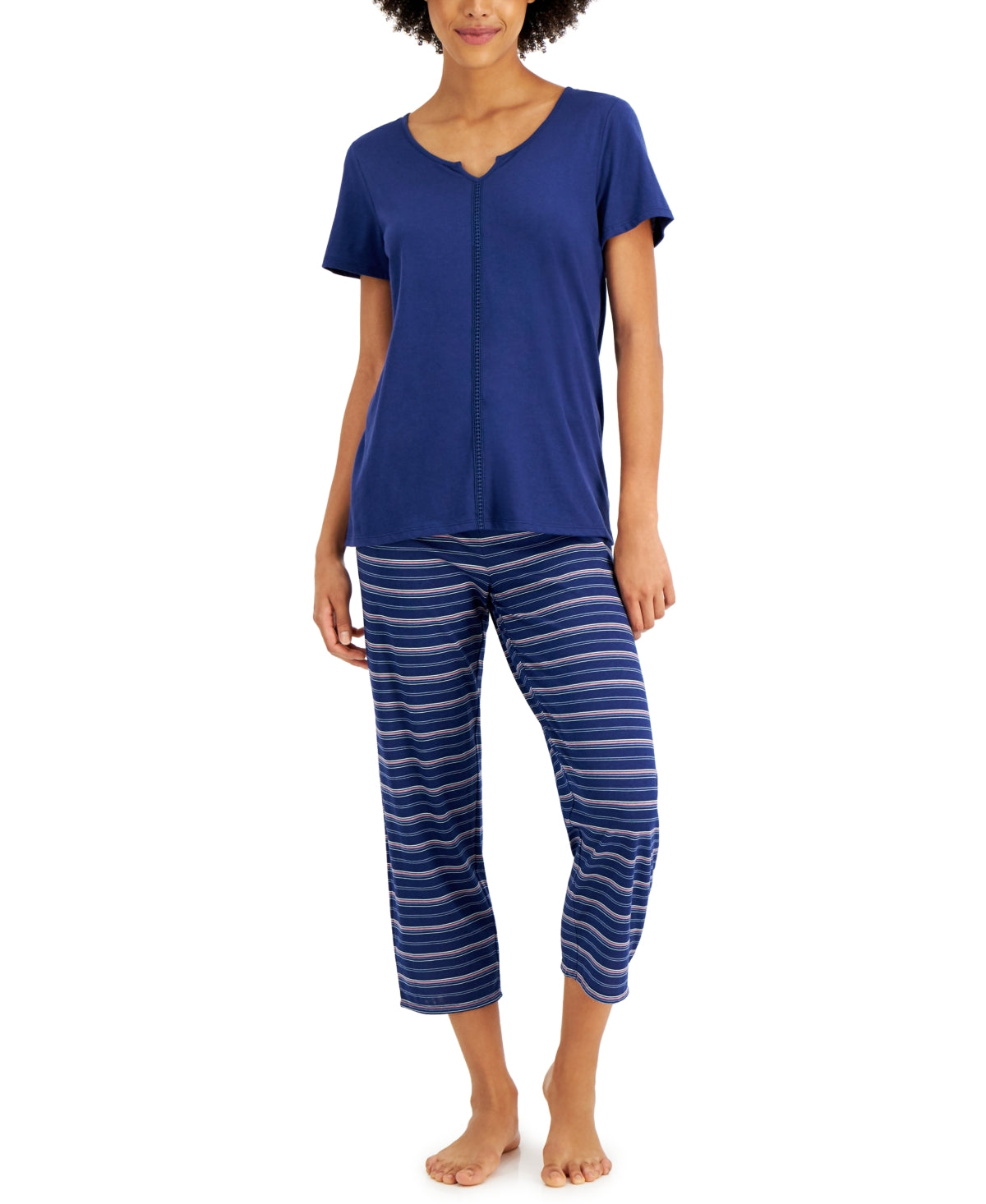 Charter Club Cotton Crochet-Trim Top – Multi Stripe