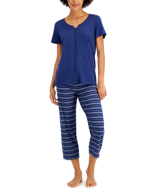 Charter Club Cotton Crochet-Trim Top – Multi Stripe