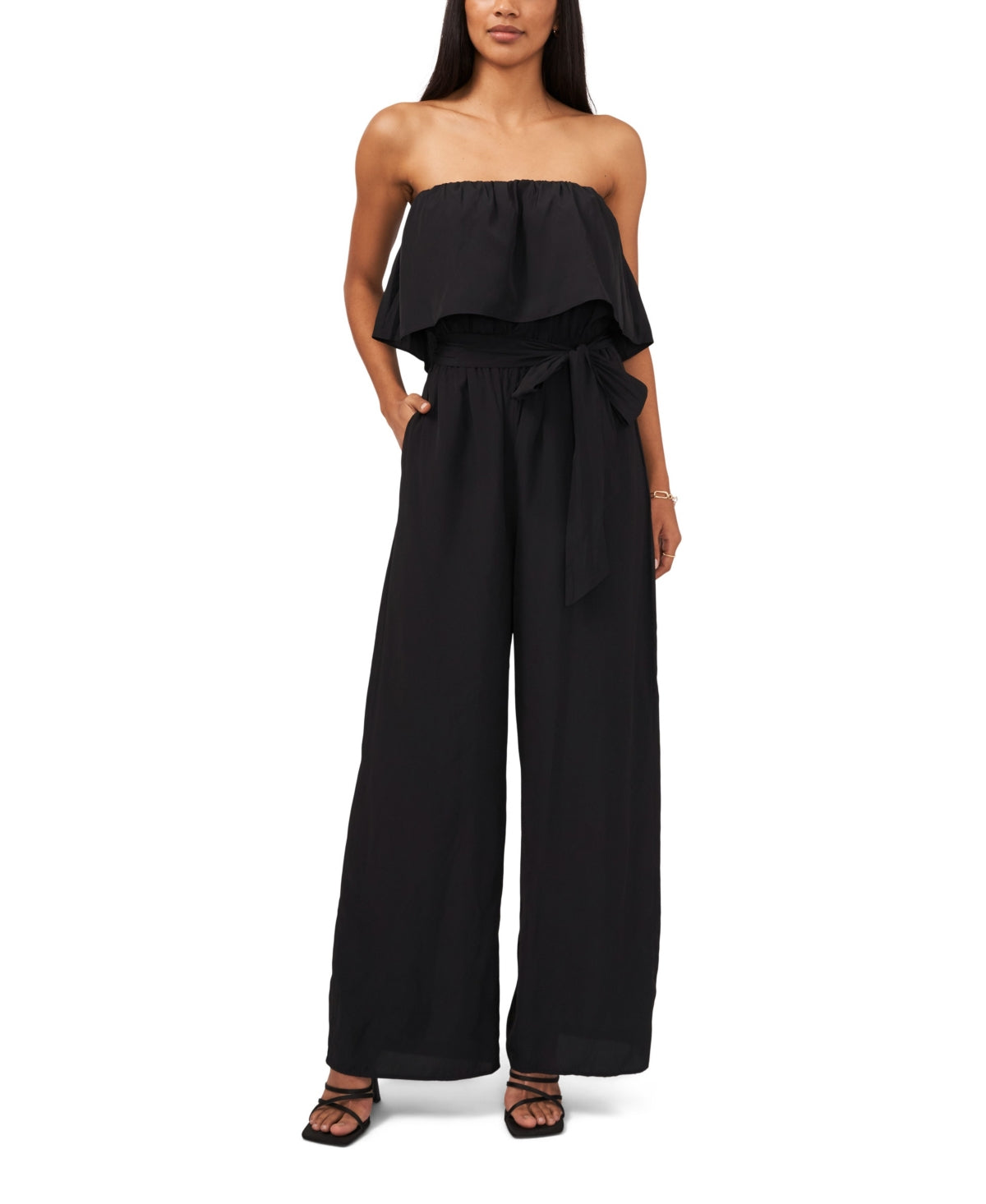 1. State Women's Strapless Tie Waist Jumpsuits.  Rich Black Medium