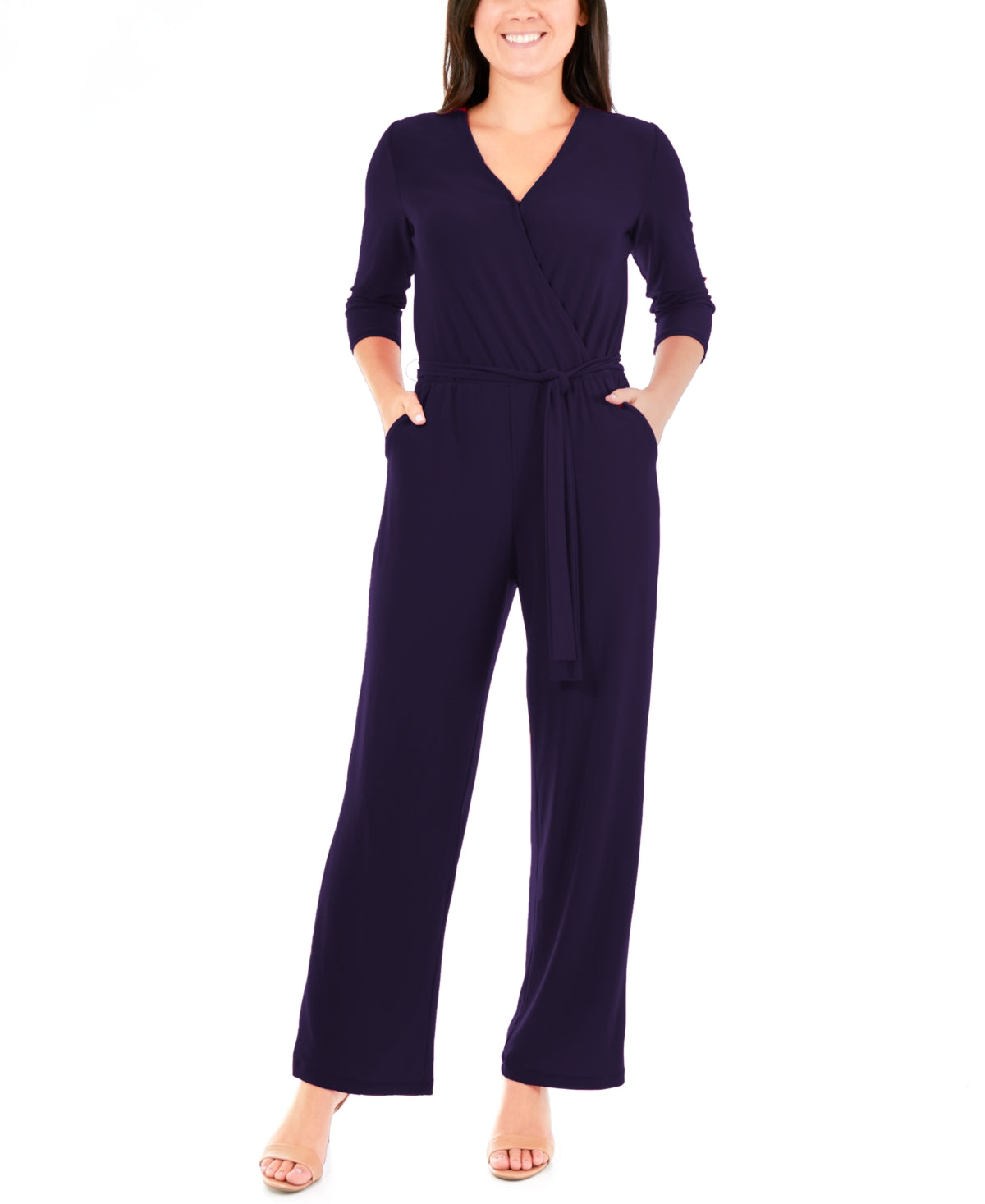 NY Collection Petite Belted Jumpsuit