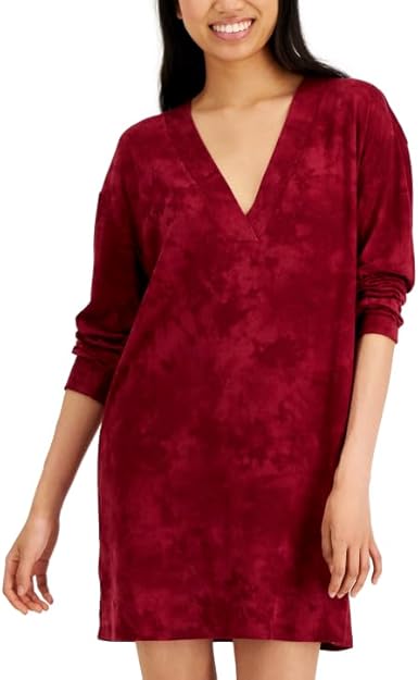 Jenni Printed Sleep Shirt Plum Wine