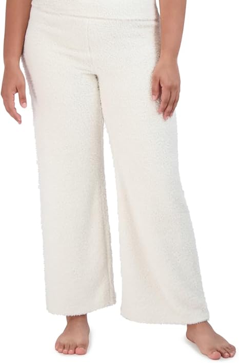 Steve Madden Womens Wide-Leg Chenille White Sleep Pants