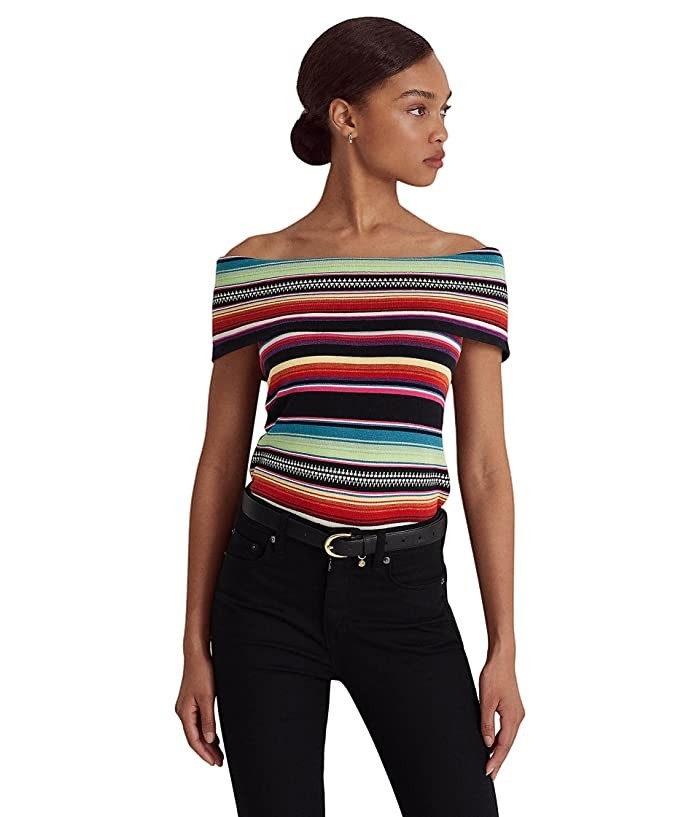 Ralph Lauren off shoulder  striped ribbed top
