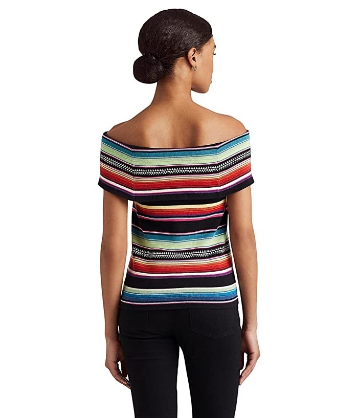 Ralph Lauren off shoulder  striped ribbed top