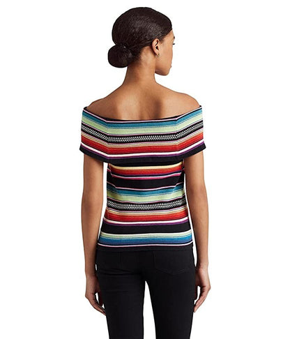 Ralph Lauren off shoulder  striped ribbed top