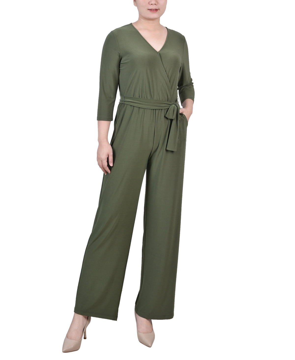 NY Collection Petite Belted Jumpsuit