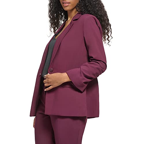 Calvin Klein Ruched Sleeve One Button Blazer