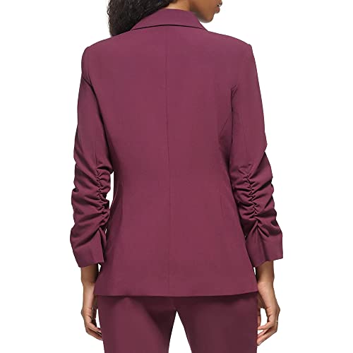 Calvin Klein Ruched Sleeve One Button Blazer