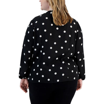 Anne Klein Women’s Plus Chiffon Polka Dot Blouse – Plus Size (1X/3X) – Anne Black/Anne White