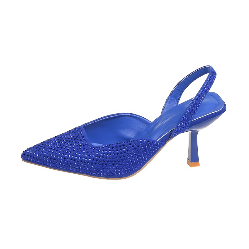 Womens Rhinestone Heels - Slingback Pointed Toe.
