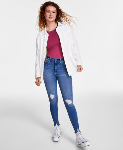 Ultra Flirt Juniors Corduroy Shacket Gardenia S