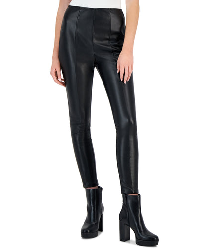 Tinseltown Juniors Faux Leather High-Rise Skinny Pants Black Medium