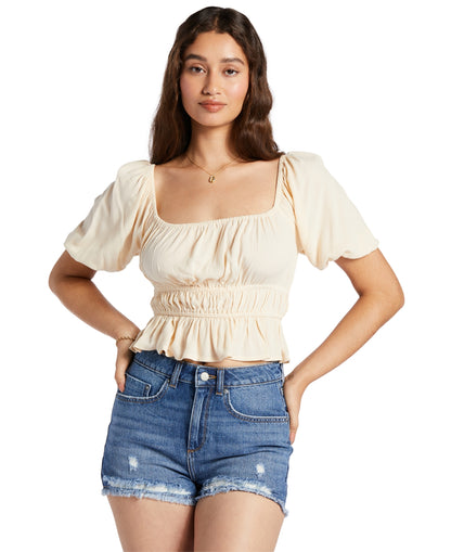 Roxy Juniors Warm Winds Square-Neck Blouse Top. Tapioca Nude XS