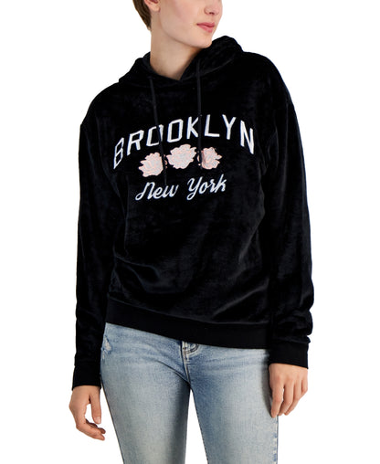 Love Tribe Juniors Embroidered Fleece Hoodie. Brooklyn New York. Black XL