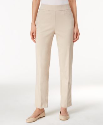 Alfred Dunner Petite Allure Pull-On Straight-Leg Pant Tan 8P Tummy Control