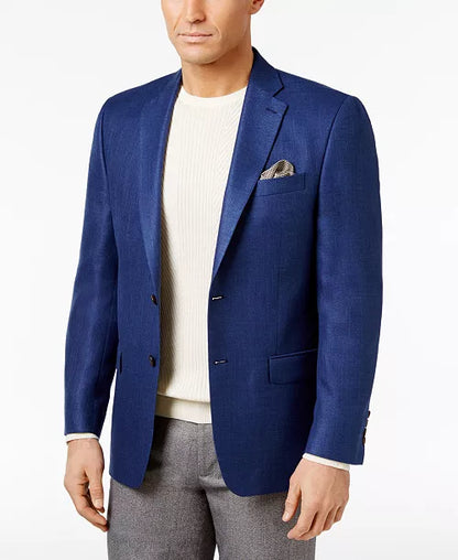Lauren Ralph Lauren Men’s Classic-Fit Neat UltraFlex Sport Coat – Bright Blue Navy, Size 60R | New