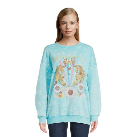 Self Esteem Juniors Mineral Wash Graphic Sweatshirt. Blue Large