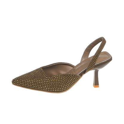Womens Rhinestone Heels - Slingback Pointed Toe.