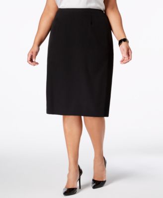 Kasper Plus Size Stretch Crepe Pencil Skirt Black