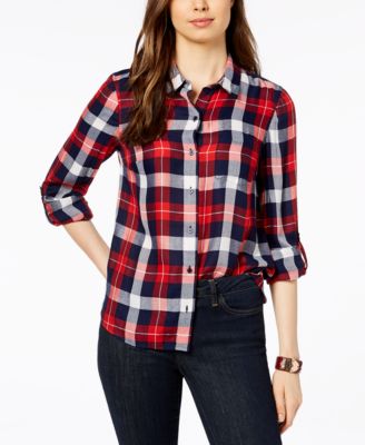 Tommy Hilfiger Plaid Roll-Tab Button-Down Shirt
