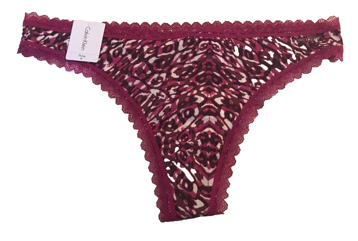 Calvin Klein Womens Lace-Trim Thong 3705