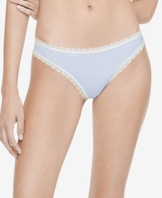 Calvin Klein Womens Lace-Trim Thong XS