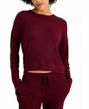 Alfani Ribbed long sleeve Pajama pant set Set. Color  Port Royale(Burgundy Red)