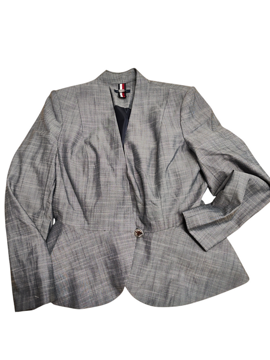 Tommy Hilfiger  Collarless Womens One Button Front Peplum Blazer