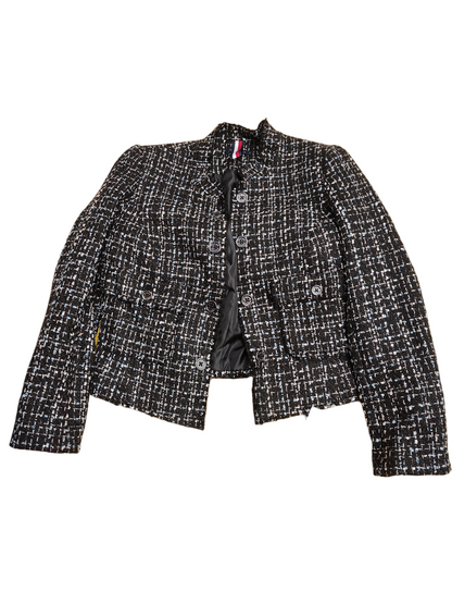 Tommy Hilfiger Womens Tweed Open-Front Jacket