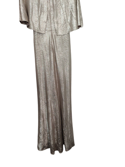 Lauren Ralph Lauren Womens Foil-Print Jersey Cape Dress.  Birch Gold 4