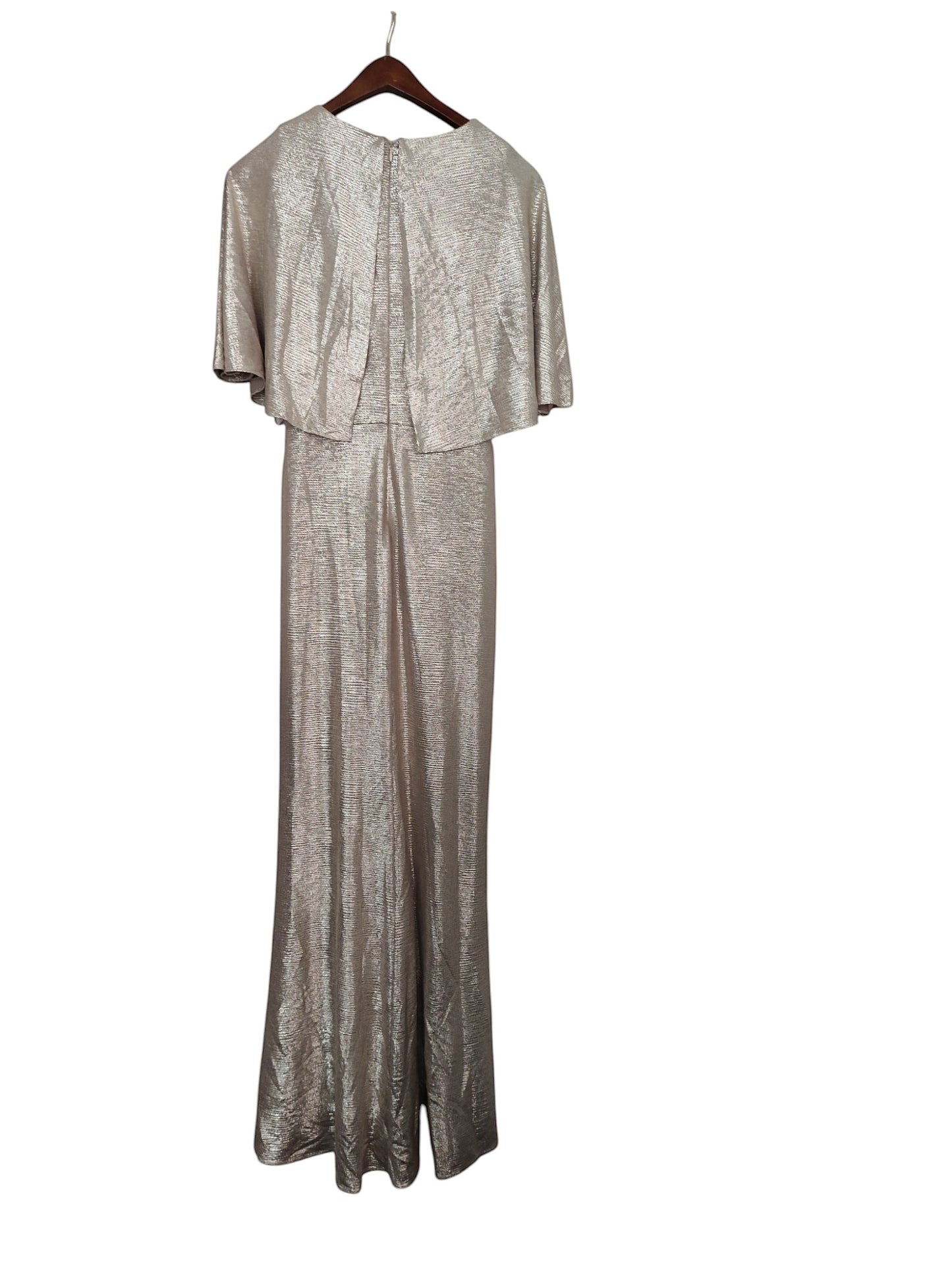 Lauren Ralph Lauren Womens Foil-Print Jersey Cape Dress.  Birch Gold 4
