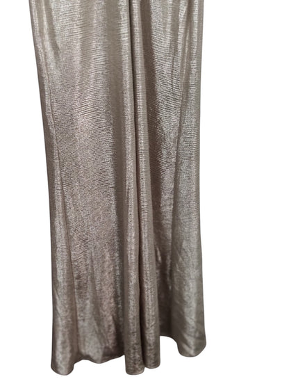 Lauren Ralph Lauren Womens Foil-Print Jersey Cape Dress.  Birch Gold 4