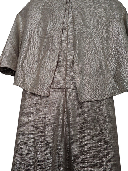 Lauren Ralph Lauren Womens Foil-Print Jersey Cape Dress.  Birch Gold 4