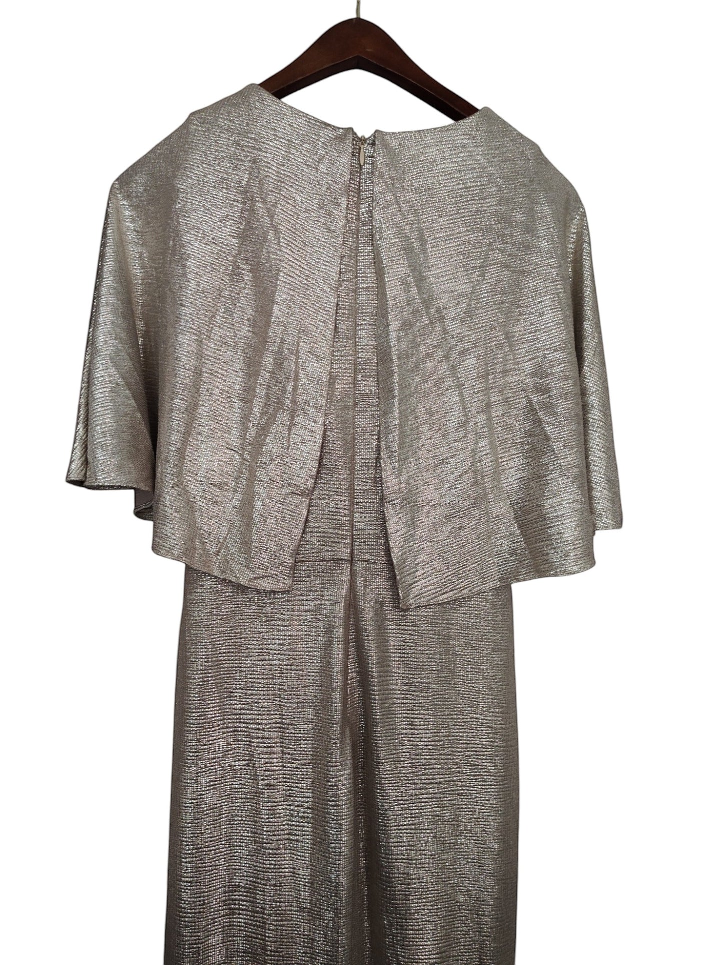 Lauren Ralph Lauren Womens Foil-Print Jersey Cape Dress.  Birch Gold 4