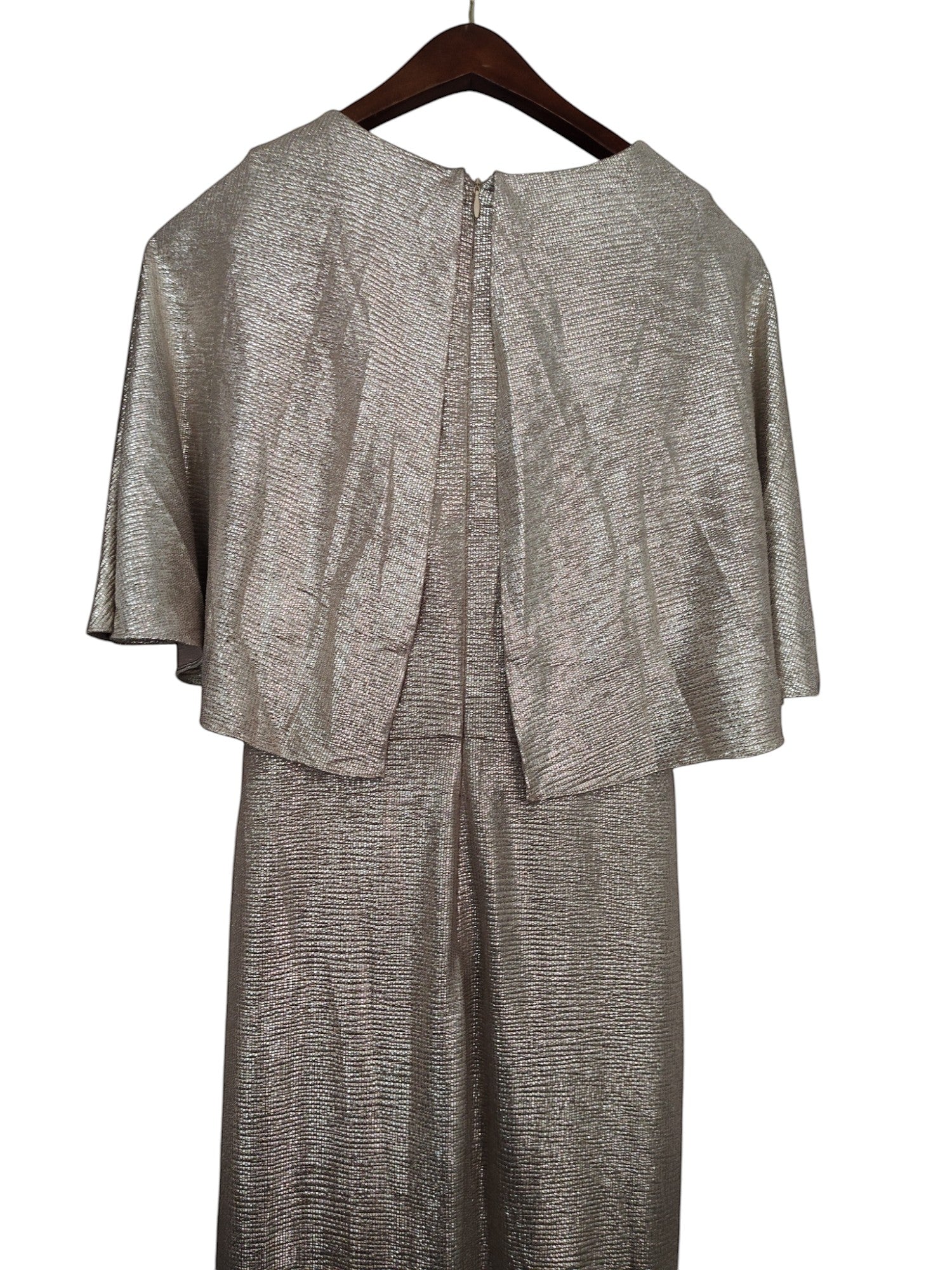 Lauren Ralph Lauren Womens Foil-Print Jersey Cape Dress.  Birch Gold 4